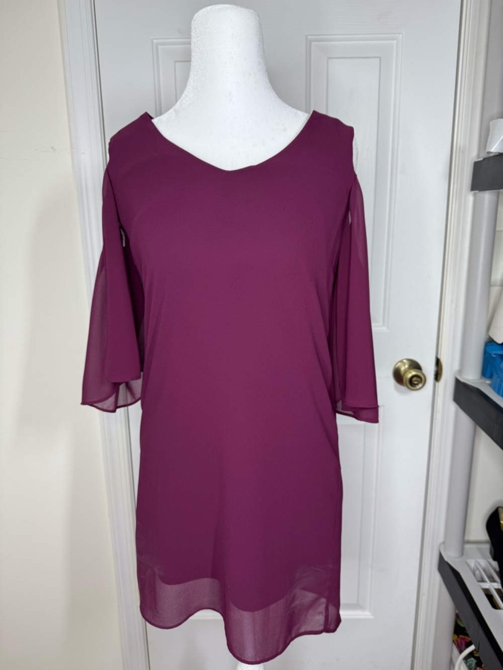 BCX Plum V-Neck Midi Dress